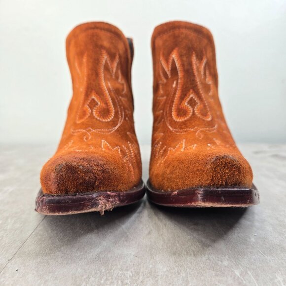 Ariat Western Booties 8.5 Brown Suede Embroidered Pointed Toe Cowgirl Ankle Boot - Picture 3 of 12